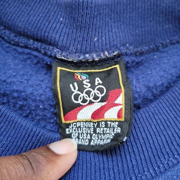 Vintage USA Olympic Sweatshirt Mens 2XL Blue J C Penny Made in USA Pullo… - Picture 2 of 10